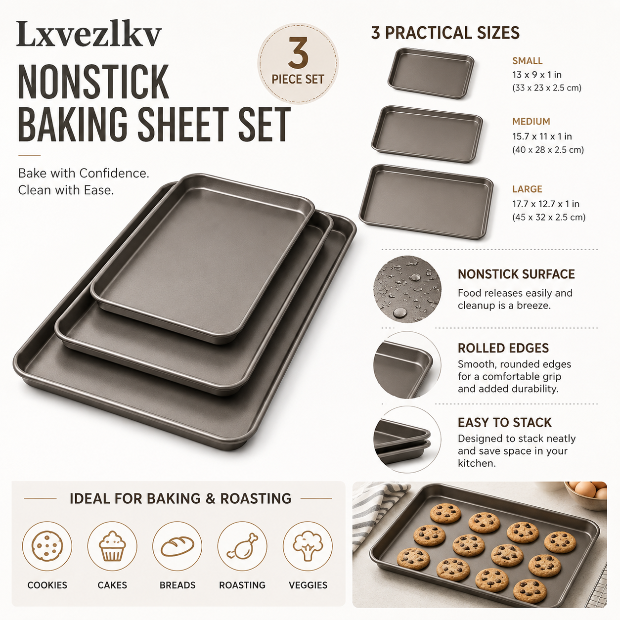 Lxvezlkv Nonstick Baking Sheet Set