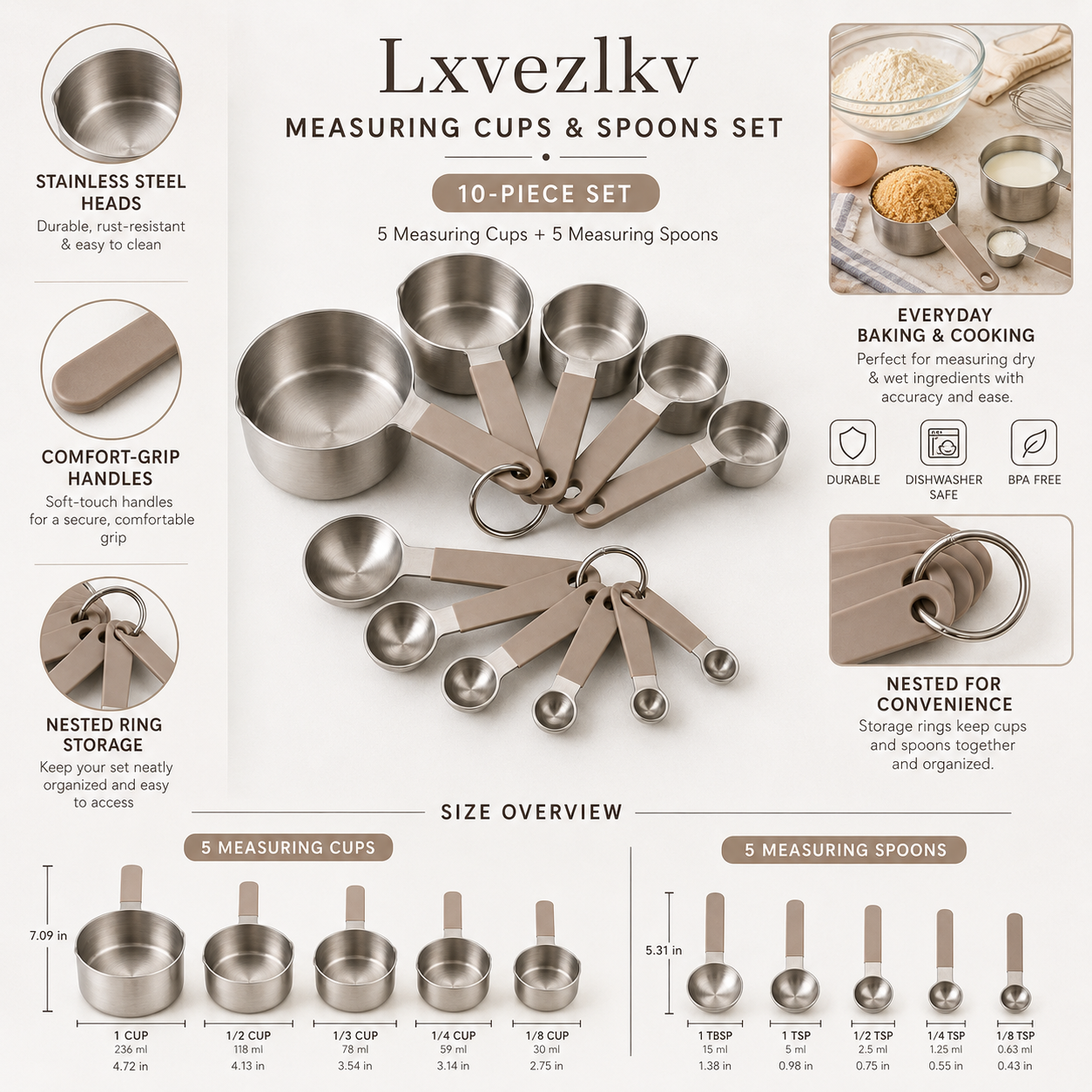 Lxvezlkv Measuring Cups & Spoons Set