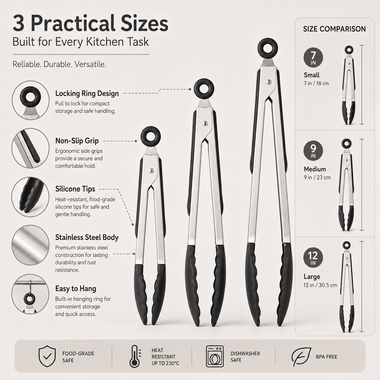 Lxvezlkv Stainless Steel Kitchen Tongs Set