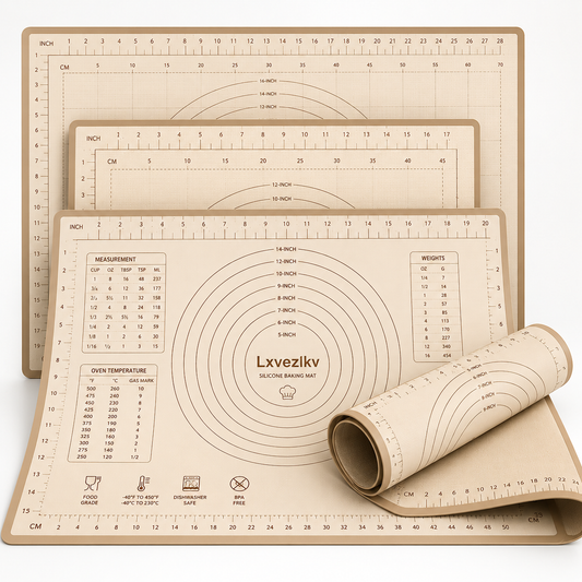 Lxvezlkv Silicone Baking Mat Set with Measurement Guide
