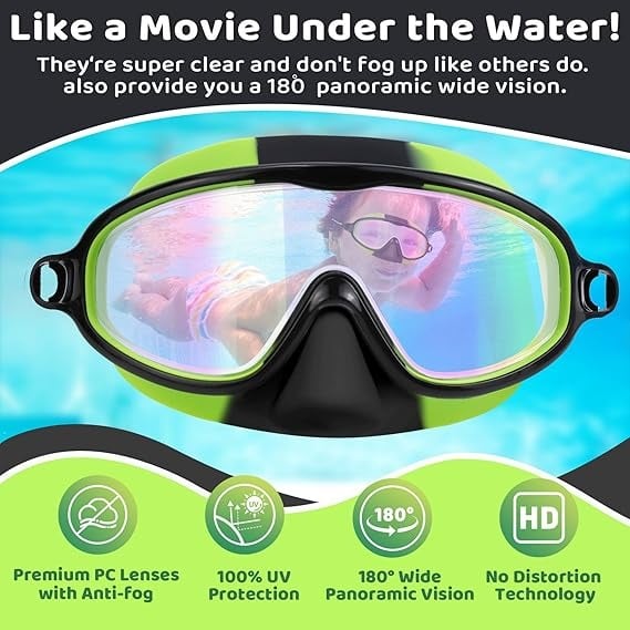 -HD children's large frame waterproof and anti-fog swimming goggles