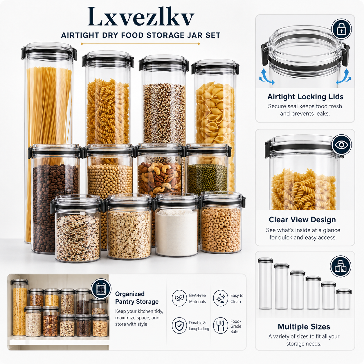 Lxvezlkv Airtight Dry Food Storage Jar Set