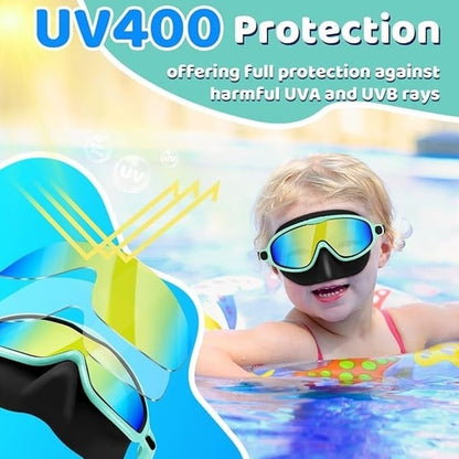 -HD children's large frame waterproof and anti-fog swimming goggles
