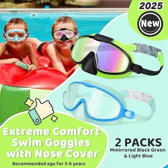 -HD children's large frame waterproof and anti-fog swimming goggles