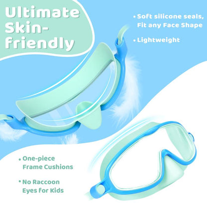 -HD children's large frame waterproof and anti-fog swimming goggles