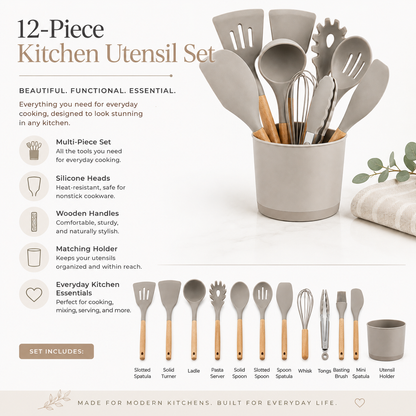 Lxvezlkv Silicone Cooking Utensil Set with Holder