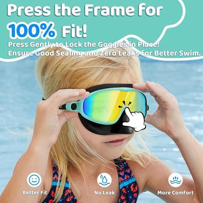 -HD children's large frame waterproof and anti-fog swimming goggles
